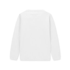 CUNYI Girl's Crewneck Lightweight Button-up Cardigan Cotton Knit Sweater Casual Cute Outerwear, White, 140