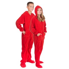 Hoodie Footed Onesie Red Fleece Footed Pajamas for Boys & Girls