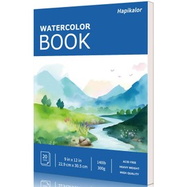 Hapikalor Watercolor Paper Pad, 9"x12" Water Color Paper, 140lb/300gsm Artist Painting Drawing Paper Book, Art Supplies for Adults Kids, Watercolors, Watercolor Paint Set, Sketchbook, Journal, Blue