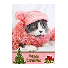 Pet Cat/Kitten Animal Christmas Card 'Happy Christmas' - Special Xmas Card for Him Her Kids Male Female