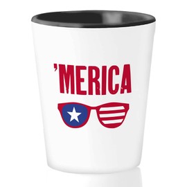 Bubble Hugs 4th of July Shot Glass 1.5 oz - Merica - Independence Day USA Party Fireworks American Flag Liberty Statue Patriot President