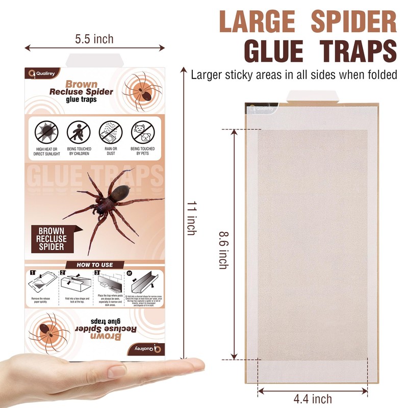 Qualirey 12 Pack Spider Traps Indoor for Brown Recluse Spiders,