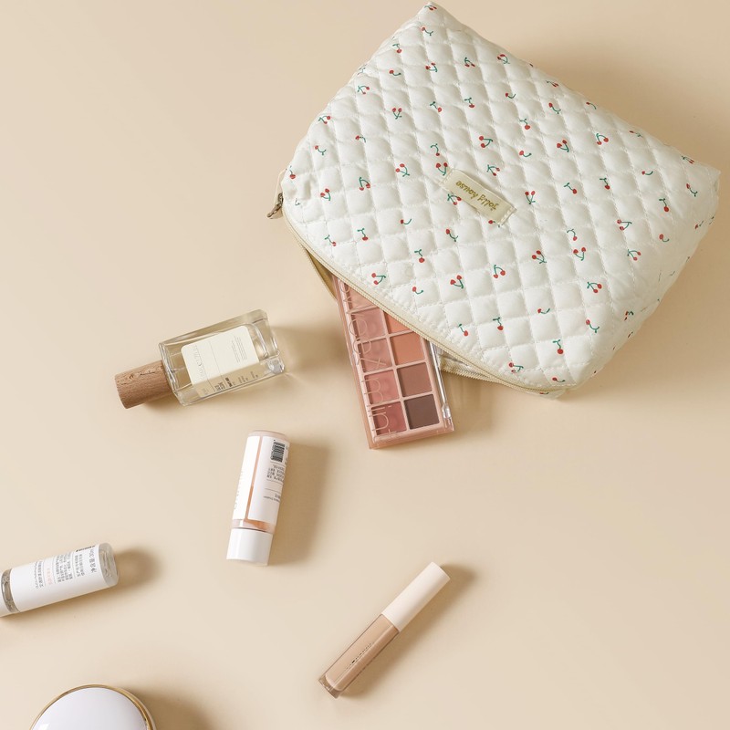 HBselect - Bolsa de maquillaje acolchada de algodón, 2 unidades,