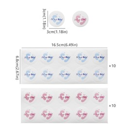 CHEERYMAGIC Gender Reveal Stickers,200PCS Baby Shower Stickers Labels, Blue & Pink Round Stickers with Foot Prints for Birthday Baby Shower Gender Reveal Party Decorations A9JYBQTZ