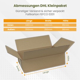 25 x DHL Small Parcel Shipping Boxes 350 x 250 x 80 mm | Robust and Sturdy Cardboard for DHL, Hermes, DPD Goods Post & Parcels | Folding Box for Shipping | FEFCO 0201