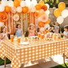 4 Pack Orange Gingham Tablecloths for Birthday Party Fall Thanksgiving