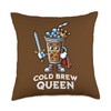 Cold Brew Coffee Queen Funny Drink Illustration Throw Pillow