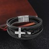 REchoLI Cross Bracelet for Man Black/Brown/Blue Braided Leather Bracelet with