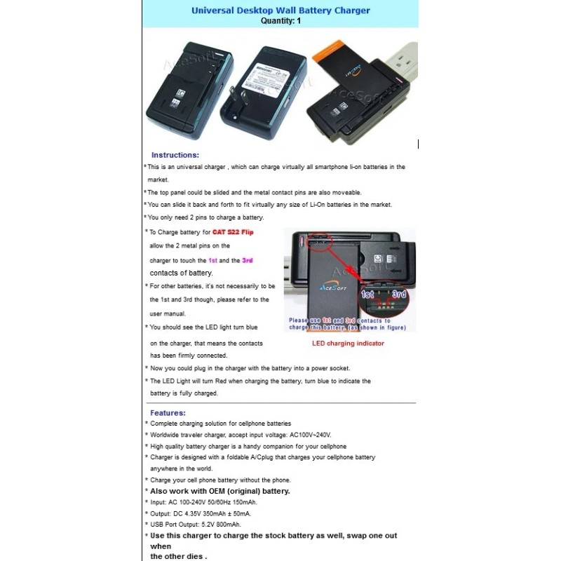 For CAT Multi Function Desktop Rapid Charging USB/AC Charger for