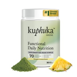 KUPHUKA GREENS Super Greens Powder (411 g) with 64 Vegetable Extracts, Superfoods, Vitamins, Minerals, Probiotics, Spirulina, Ashwagandha, Chlorella - 100% Natural (411 g, Pineapple - Coconut)