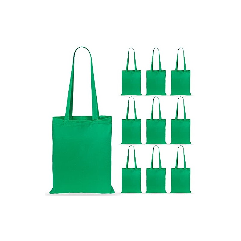 eBuyGB Pack of 10 Cotton Shopping Canvas and Beach Tote