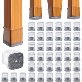 BUMACO Chair Leg Floor Protectors Square Chair Leg Protectors for Hardwood Floors Silicone Pads Covers to Protect Floors(Clear-20 Pcs, Square L (1-1/16" ~ 1-5/8")