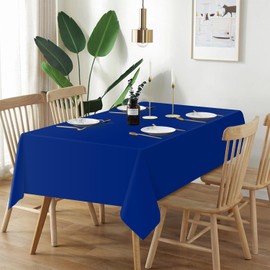 QIKSION Royal Blue Plastic Table Cloth Disposable 2 Pack, 54 x 108 Inch Tablecloths for Party, Graduation, Patriotic, Veterans Day Decorations, Dark Blue Rectangle Table Cover