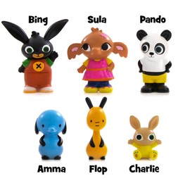 Giochi Preziosi Bing -Set 6 Personaggi,Oltre al protagonista, Flop, Sula, Amma, Pando e Padget, Dettagli Colorati e Dimensioni in Scala, Adatto a Bambini 18 Mesi +