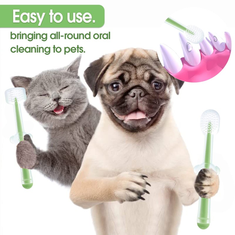 VVHOMIFE 3-Piece Pet Silicone Toothbrush Set for Small Dogs and