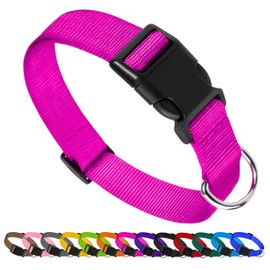 GlobalUP Collar para Perro Diseño Cómodo Resistente y Ajustable. Collar para Mascota Mini, Mediano, Grande y Extra Grande. Collar para Gato. Dog Collar Modelo Alkaid (Rosa Intenso, Extra Chico)