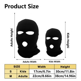 3-Hole Knitted Face Mask Balaclava Knitted Ski Mask Children Face Mask S Black