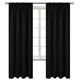 BGment Black Blackout Curtains for Bedroom 52 x 72 Inch Long - Thermal Insulated Drapes Room Darkening Window Treatments for Living Dining Room, 2 Panels