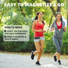 Magnetic Running Fanny Pack, Magnetic Running Pouch, Magnetic Running Fanny Pack Pouch for Women Men Runner, Magnetic Closure Pocket Waist Pack for Running Cycling Walking Hiking Travelling - Black M