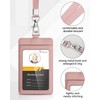 Teskyer ID Card Holder with Strap, PU Leather, Transparent Window