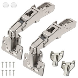 Blum 170 Degree (B71T655) Cabinet Hinges Bundle – Pack of 2 Full Overlay Self Close Door Face Frame Nickel Hinges with Bumpers & 8 Screws Lazy Susan Corner Cabinet Hinges Concealed European Hinges