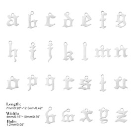 UNICRAFTALE 26pcs Hypoallergenic Alphabet Metal Charms Stainless Steel Pendants Letter Charms Smooth Charms Stainless Steel Color for DIY Jewelry Making 1.2mm Hole,about 7-10mm