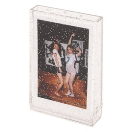 ASHATA Photo Storage Box for 3 Inch Picture Holder Case, Instant Camera Photo PC, Portable Photo Holder Case with Hand Rope for Picture Cards (Transparent Glitter)