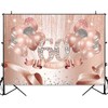 Sensfun Rose Gold Happy 60th Birthday Backdrop Decorations for Women
