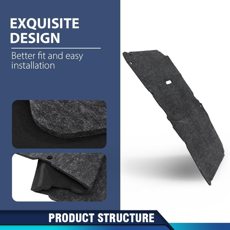 PIT66 Hood Insulation Pad Heat Shield w/ Clips Compatible with