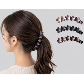No Slip Banana Clip Flower Matte Black (Smoky Beige)