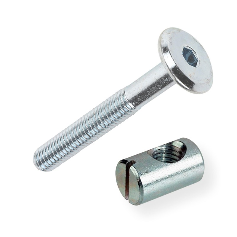 Silver Cot Bed Bolt Kit - 6mm M6 x 60mm