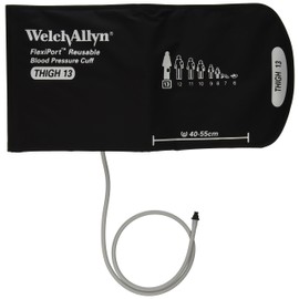 Welch Allyn REUSE-13-1TP FlexiPort - Puños reutilizables para presión arterial con conectores tripropósito de un tubo, muslo, tamaño 13