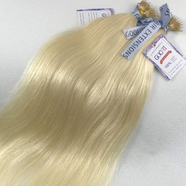 GOOFIT Nano Tip Hair Extensions Nano Beads Human Hair Remy Hair Nano Ring - 1g/s, 50s/pack - (18" #60 Platinum Blonde)