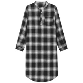 Latuza Men's Long Sleeves Cotton Flannel Nightshirt Nightgown 3X Black