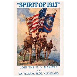Spirit of 1917 - US Marines - WW1 - War Poster-12 x 18 Inches