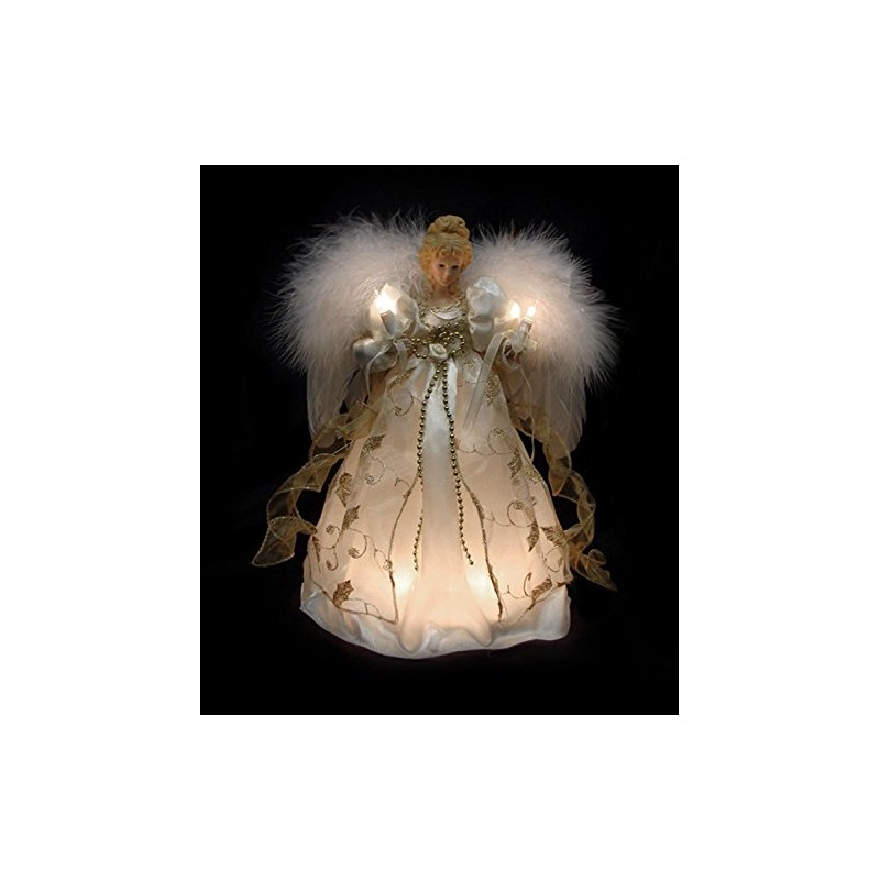 VCO 12" Lighted Cream & Gold Angel Christmas Tree Topper