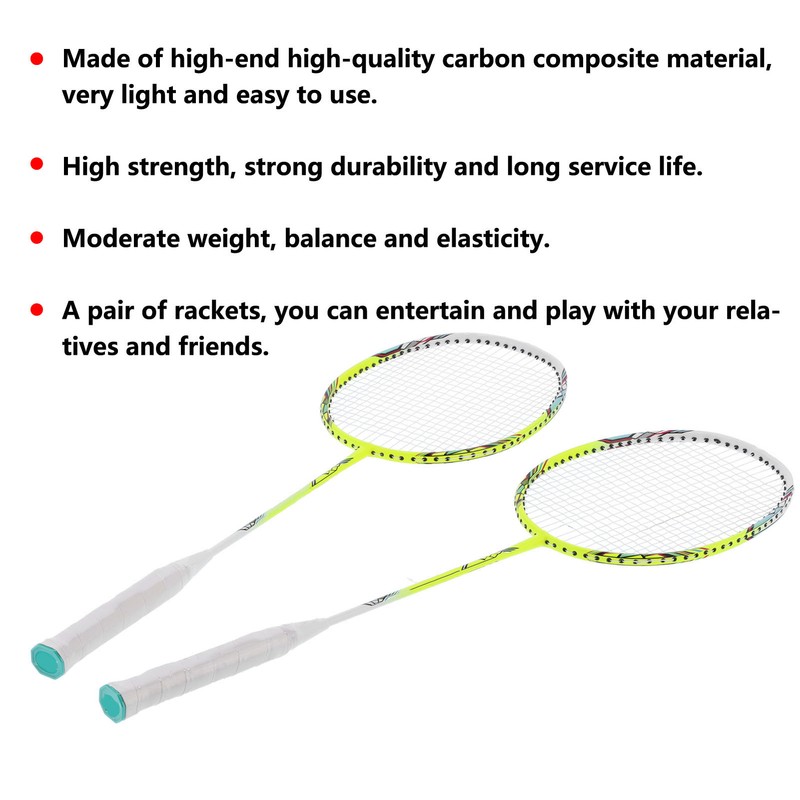 2 Player Badminton Racquets Set Lightweight Carbon Composite Double Rackets