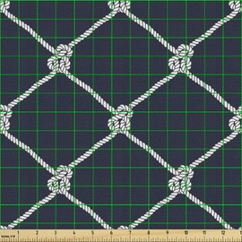 Ambesonne Navy Blue Fabric by The Yard, Navy Sea Yacht Theme Cool Classic Vessel Design in Vertical Art, Decorative Fabric for Upholstery and Home Accents, 5 Yards, White and Blue