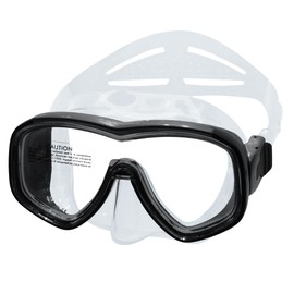 SAEKODIVE Penta Diving Mask - Panoramic Wide View, Anti-Fog Tempered Glass, Anti-Leak Silicone Skirt, Medium Face - Scuba Diving and Snorkeling Gear for Adults (Clear/Black)