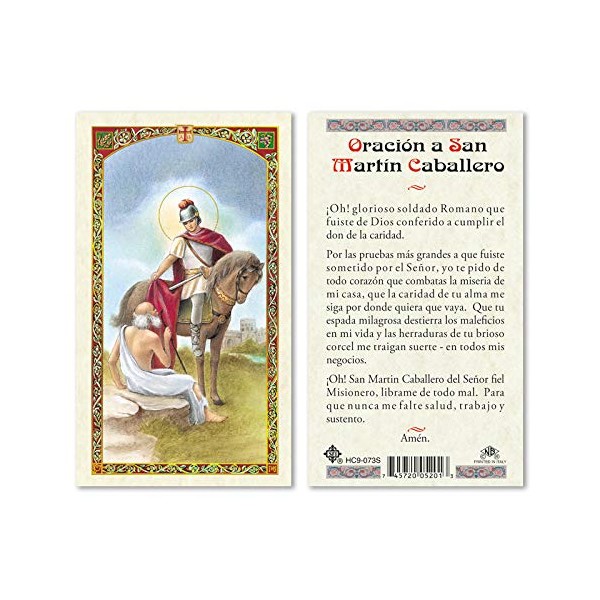 WSLHFEO SAN Martin Caballero Spanish HOLY Card Laminated Prayer Cards.
