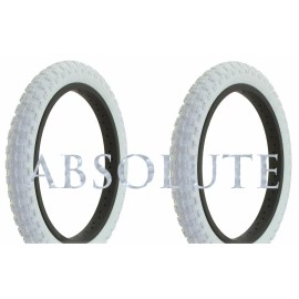 Duro PAIR OF ALL WHITE BICYCLE GENUINE DURO BMX TIRES IN 16 X 2.125 COMP III TREAD.