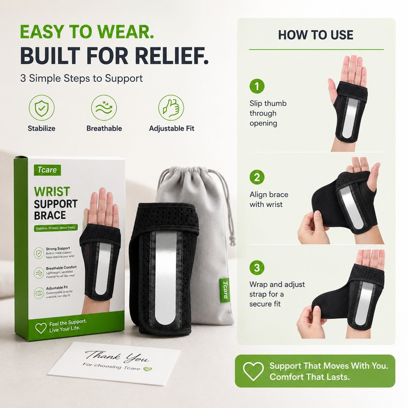 Adjustable Wrist Brace for Hand Support – Breathable Night Splint