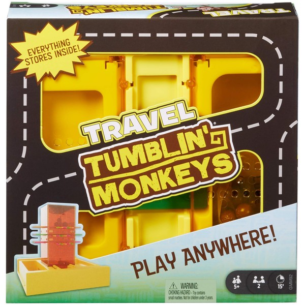 Mattel Games ​Travel Tumblin' Monkeys, Portable Kids Game with Built-in Storage for 5 Year Olds and Up, Multicolor