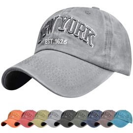 UMIPUBO Unisex Baseball Cap Now York Embroidery Adjustable Cotton Summer Sun Hat Polo Style Classic Sports Casual Hip Hop Cap Peaked Cap for Men Women Grey