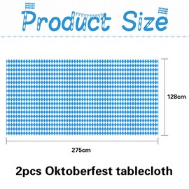 2 pieces Oktoberfest tablecloth, 275 x 128 cm, Bavarian tablecloth, Bavarian blue tablecloths, Oktoberfest party decorations, blue and white decorative Oktoberfest, Bavarian blue, party tablecloth