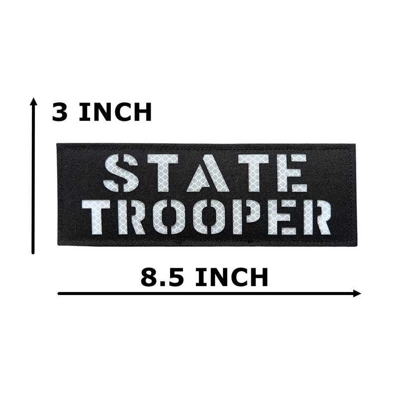 Reflective State Trooper Patch Reflective Back Panel Patch with Hook