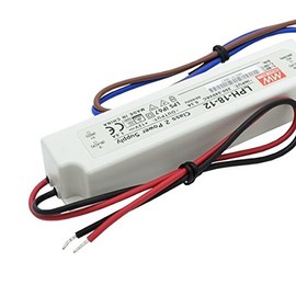 KingLed Mean Well Waterproof 18W 12V DC Power Supply LPH-18-12 IP67 Transformer 220V AC to DC Compatible with 12V Model 1574 LED Strip