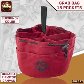 Graintex 18 Pockets Grab Bag Rip-stop Canvas Drawstring Closure, Small Part Organizer Pouch, Small Tools, Screws, Parts, Parachute Tool Bag for Efficient Storage to Essential Items at Job Site or Home