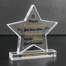Red Ocean Happy Retirement Gifts for Women Men Unique Acrylic Star Plaque Retirement Gifts For Mum Dad Nan Grandad Colleagues Teacher Friend Nurse Coworkers