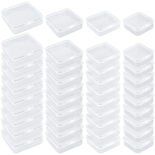 AUEAR, 40 Pieces 4 Sizes Square Empty Mini Plastic Storage
